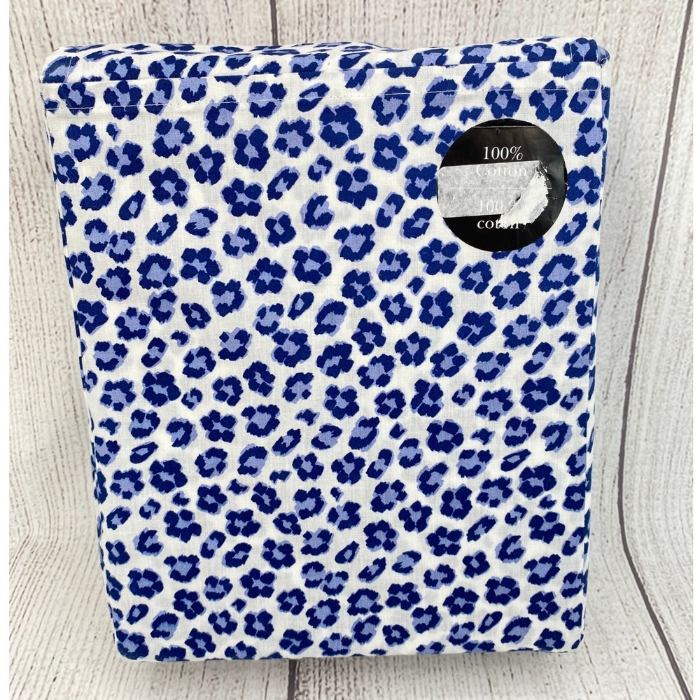 Kate Spade Sheet Set Full Blue Leopard Cheetah Animal Print 100% Cotton Preppy